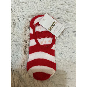 Mixit Cozy Holiday Candy Cane Liner Socks Women’s shoe Size 4-10 Non-Slip Grip